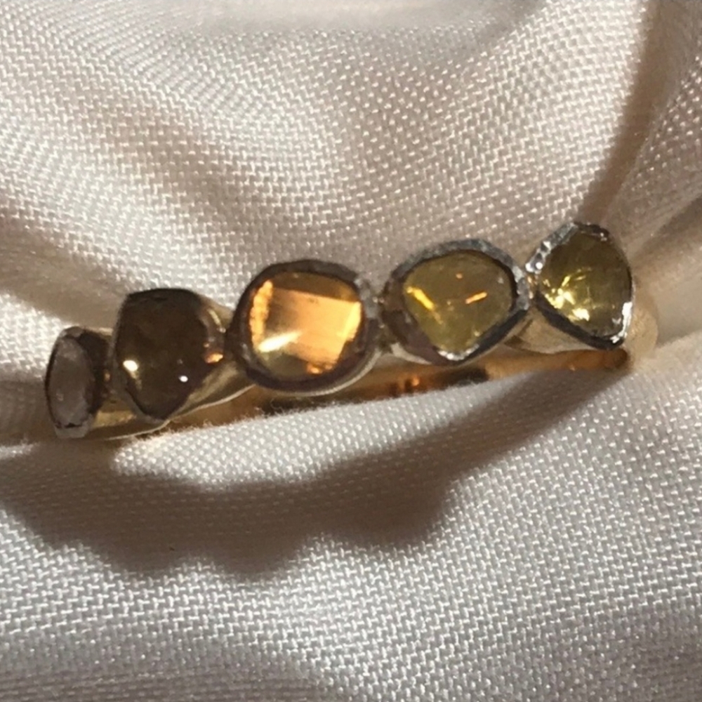 Genuine Yellow Polki Diamond band ring Sz 7